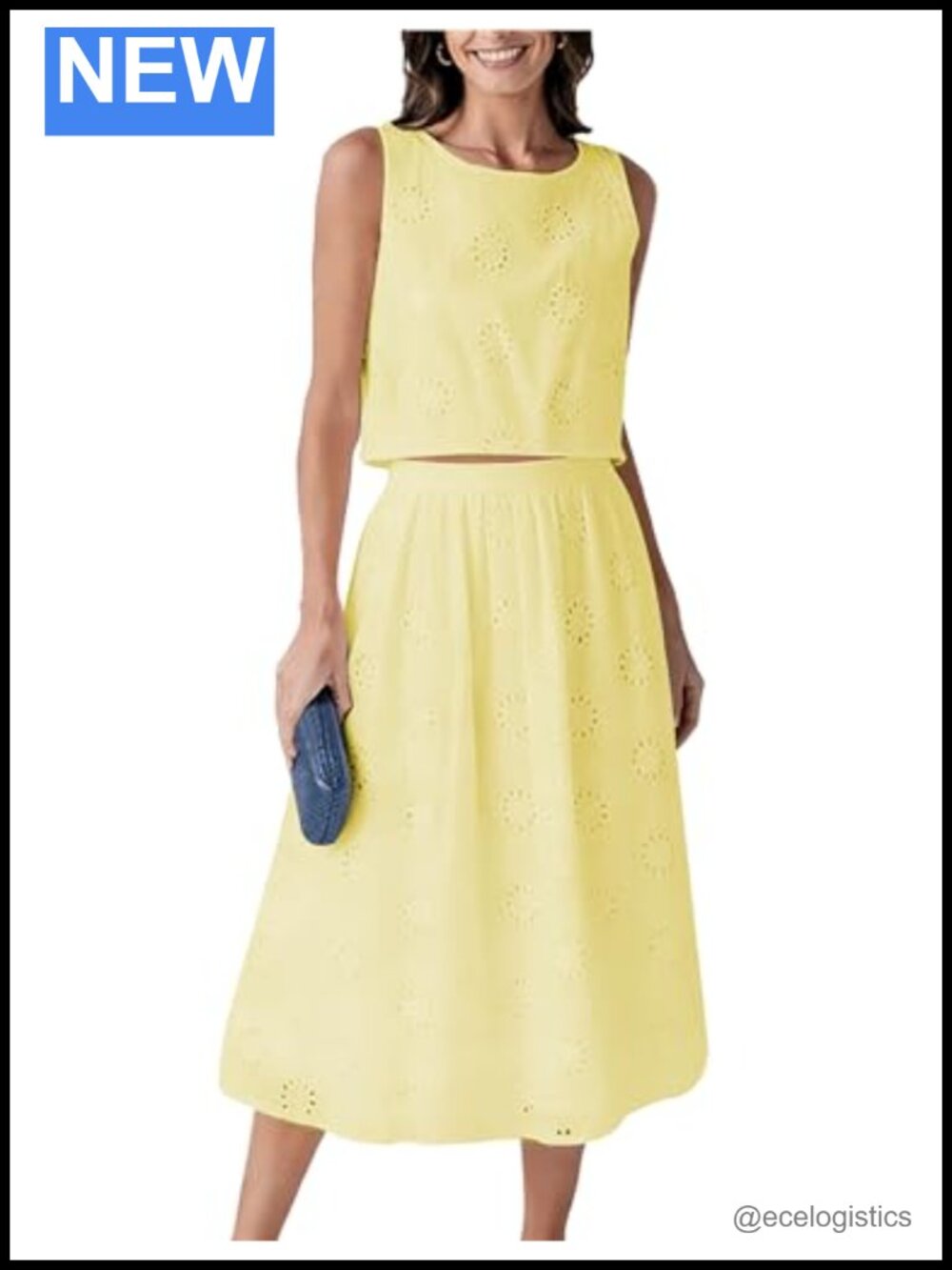 2 Piece Skirt Set Sleeveless Hollow Out Eyelet Crop Top Maxi Skirt Boho Summer